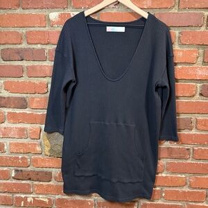 Free People FP Beach women's Phoenix ribbed mini dress coverup size medium black
